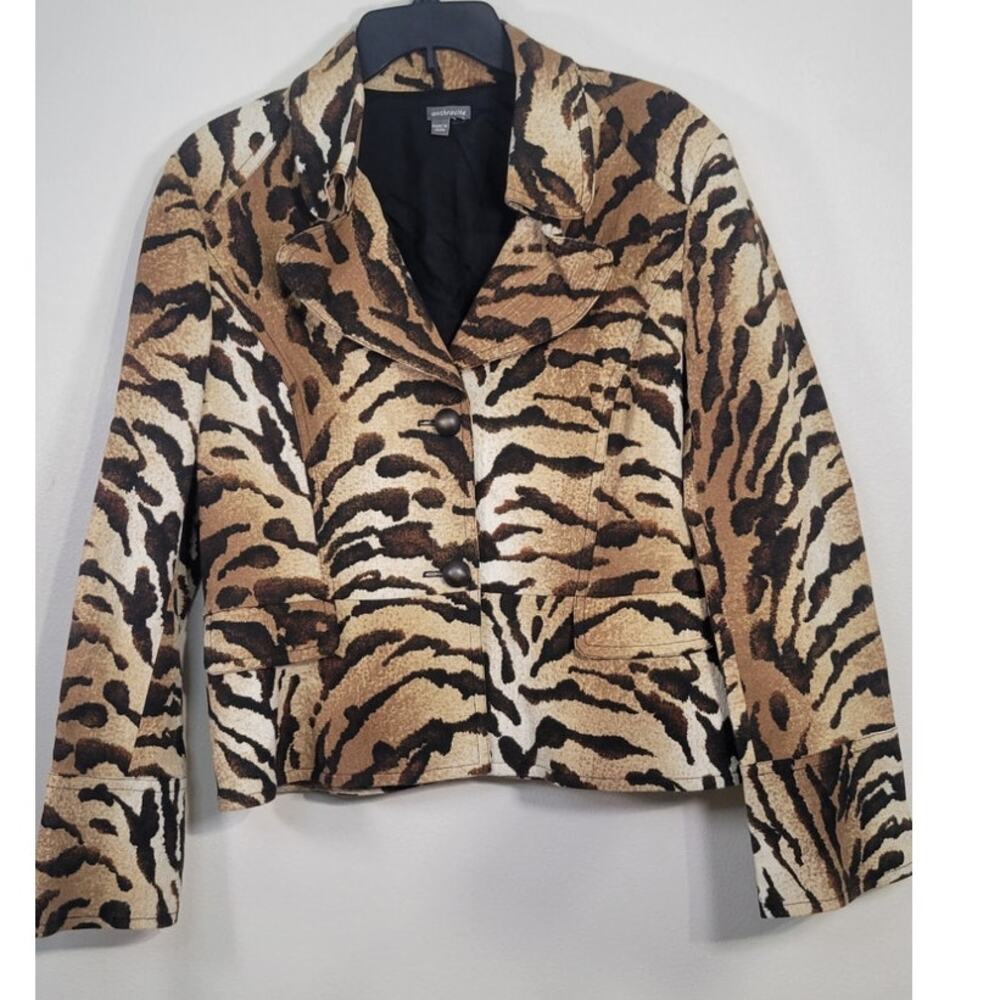 Anthracite Anthropologie Jacket Womens Size X-Large Cheetah Print 2 Button NWOT